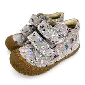 Naturino Cocoon Suede First-Steps Gray Floral Girls Sz 20 (4.5 US Toddler)